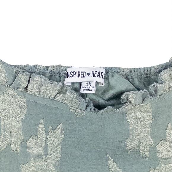 Inspired Hearts Green Floral Puff Sleeve Dress - Size XXL - Picture 5 of 6